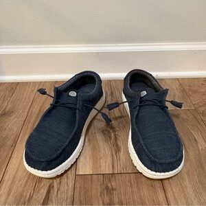 Hey Dude Wally Navy Slip-On Shoes • Casual Comfort • Unisex Vibe